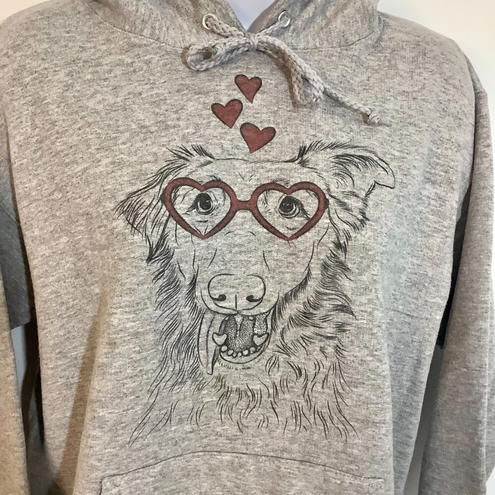Sweatshirt  Hoodie  Dog Face  Hanes Small Gray